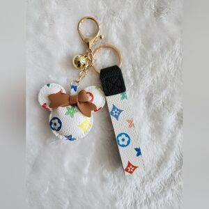 Mickey Mouse White Multicolor Soft Keychain Bag Charm